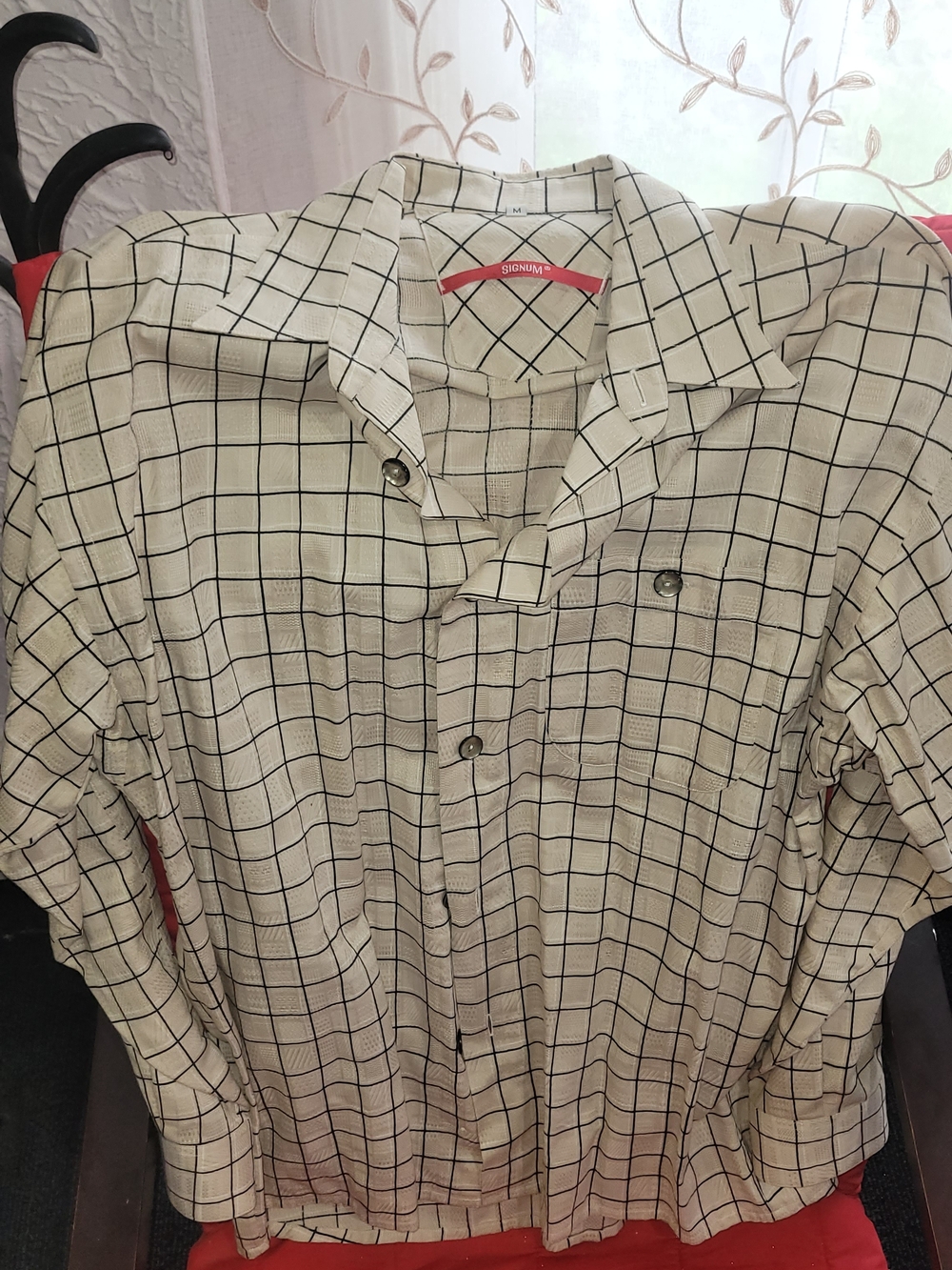 Men's Cream Check Button-Down Shirt